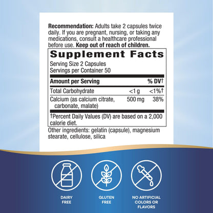 Nature's Way Calcium Citrate, Carbonate & Malate — Supports Bone Health (100 Capsules)