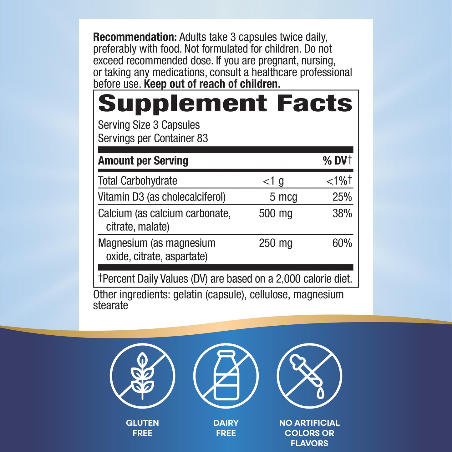 Nature's Way Calcium Magnesium &amp; Vitamin D3 Complex – Healthy Bones &amp; Teeth, Gluten Free, 250 Capsules