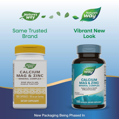 Nature's Way Calcium Magnesium Zinc Mineral Complex – Bone Health, Muscle Function & Immune Support | 2 Pack