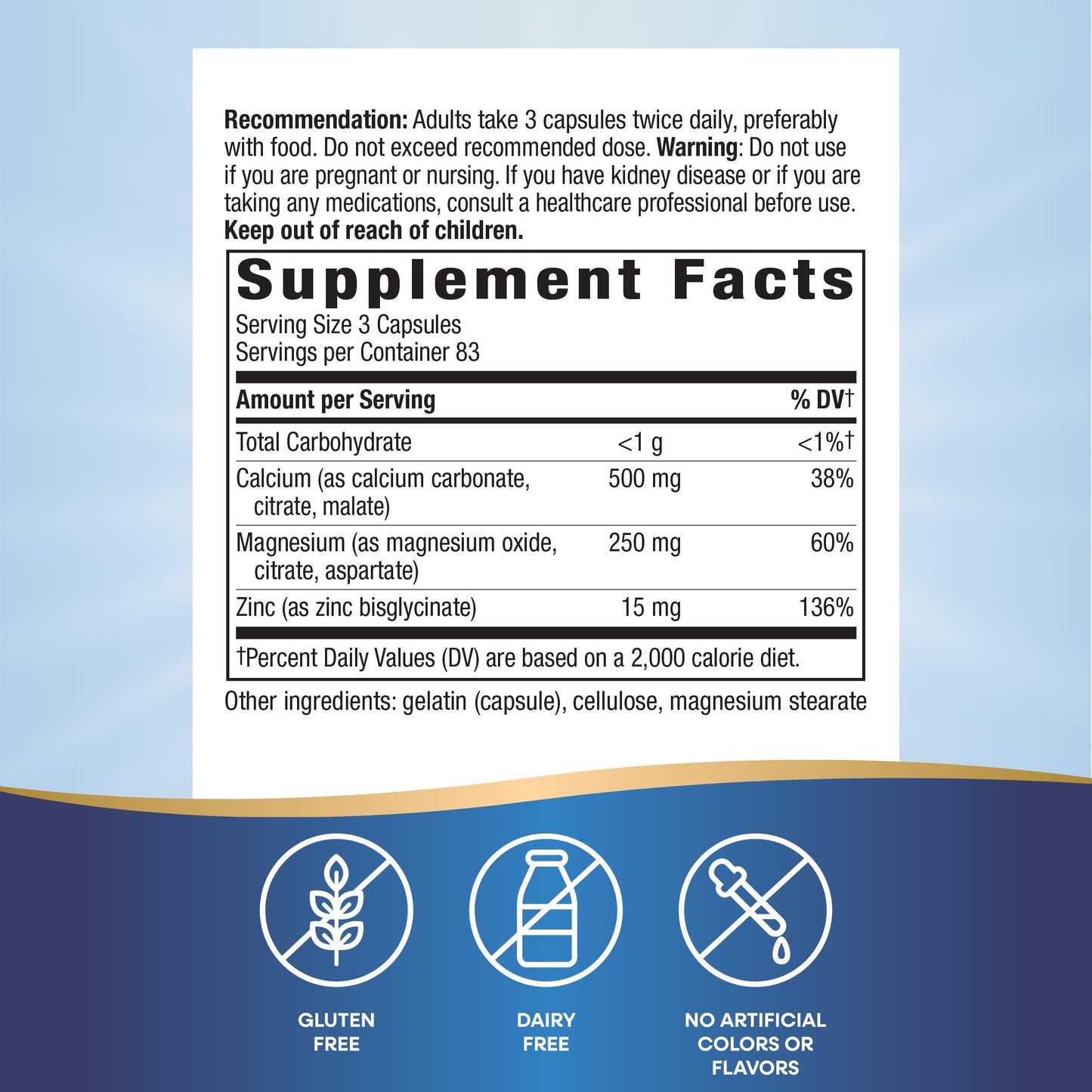 Nature's Way Calcium Magnesium & Zinc Mineral Complex – 250 Capsules