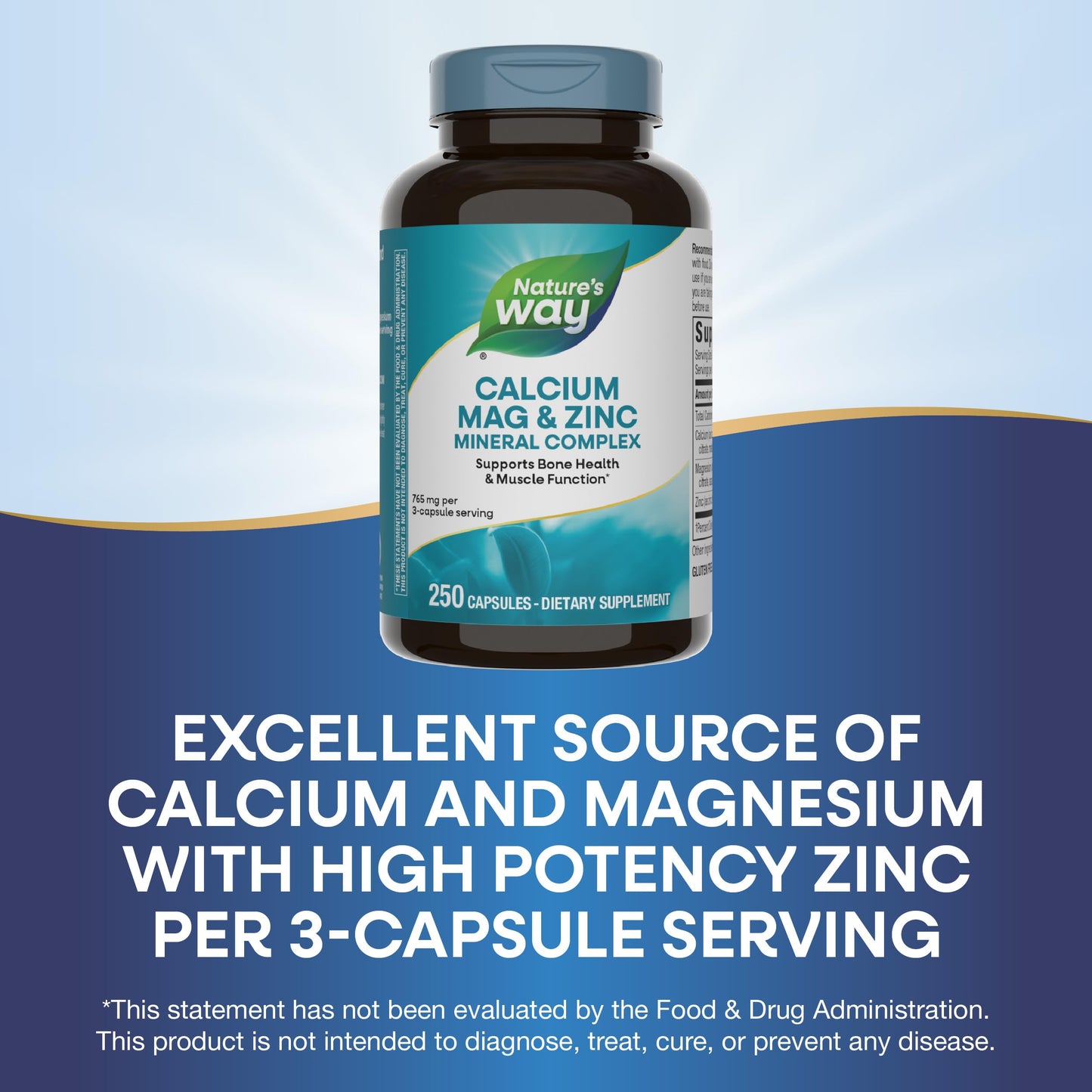 Nature's Way Calcium Magnesium & Zinc Mineral Complex – 250 Capsules