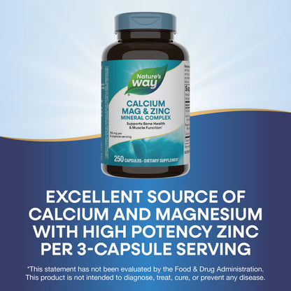 Nature's Way Calcium Magnesium & Zinc Mineral Complex – 250 Capsules