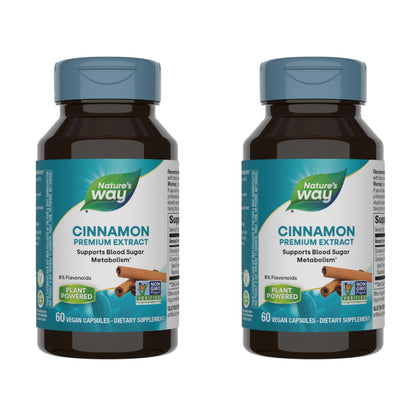 Nature's Way Cinnamon Premium Extract 8% Flavonoids - 60 Vcaps (Pack of 2)