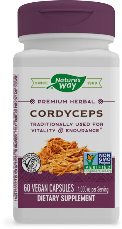Nature's Way Cordyceps Premium Herbal 1,000 mg – Vitality & Endurance (Gluten Free)