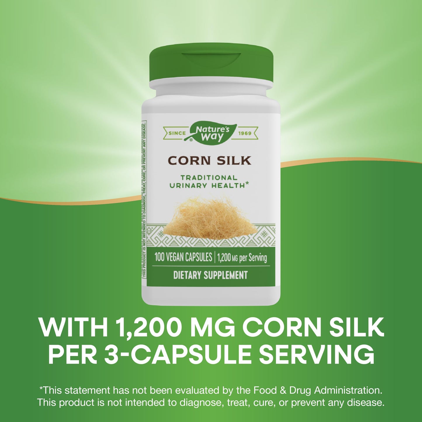 Nature's Way Corn Silk - 1,200 mg per 3-Capsule Serving | Urinary Health Support | Vegan & Gluten Free - 100 Vegan Capsules