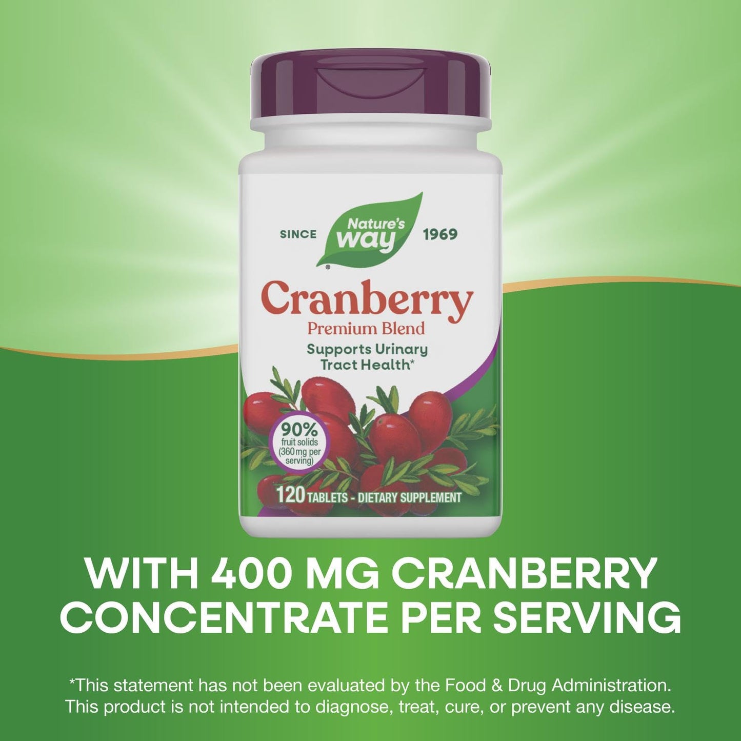 Nature's Way Cranberry Premium Blend - Urinary Tract Health Support | 120 Tablets | Gluten Free