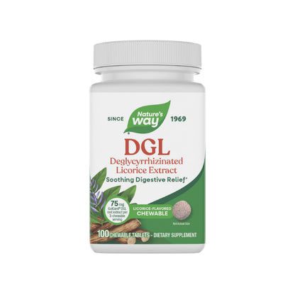 Nature's Way DGL Chewable Tablets – Soothing Digestive Relief*, Gluten Free, 100 Tablets