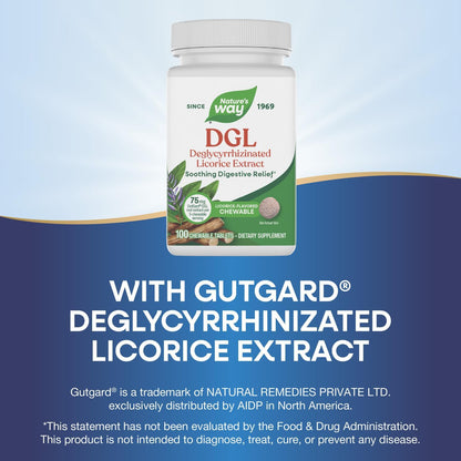 Nature's Way DGL Chewable Tablets – Soothing Digestive Relief*, Gluten Free, 100 Tablets