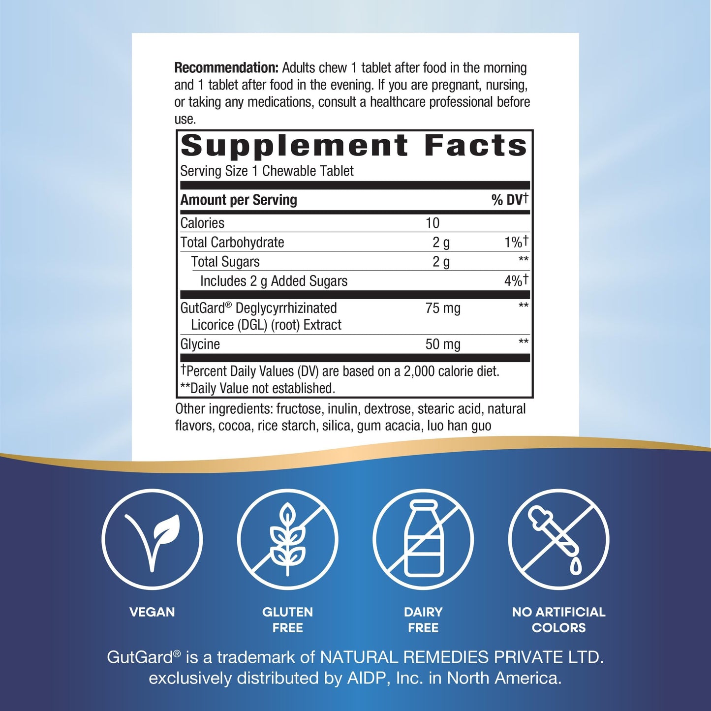 Nature's Way DGL Ultra Extra Strength with GutGard – Chocolate Flavored, Vegan & Gluten Free, 90 Chewable Tablets