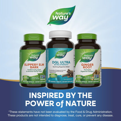 Nature's Way DGL Ultra Extra Strength with GutGard – Chocolate Flavored, Vegan & Gluten Free, 90 Chewable Tablets