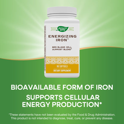 Nature's Way Energizing Iron - Red Blood Cell Support | 8 mg Iron, 200 mcg B12 | Gluten Free