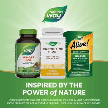 Nature's Way Energizing Iron - Red Blood Cell Support | 8 mg Iron, 200 mcg B12 | Gluten Free