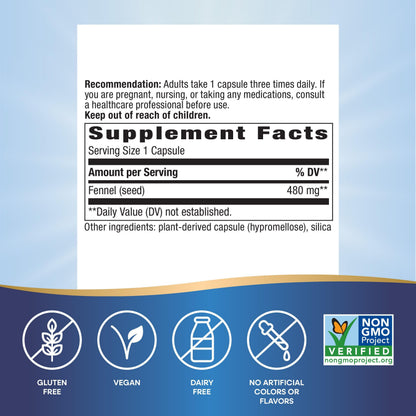 Nature's Way Fennel Seed – Digestive Support, 480 mg, 100 Capsules