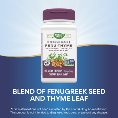 Nature's Way Fenu-Thyme - Traditional Digestive Support Blend | 900 mg per 2-Capsule Serving | Vegan, Non-GMO, Dairy Free