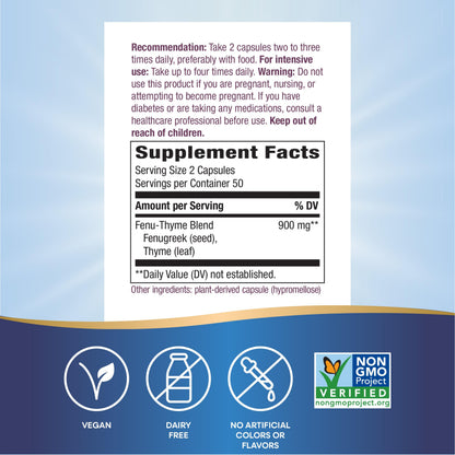 Nature's Way Fenu-Thyme - Traditional Digestive Support Blend | 900 mg per 2-Capsule Serving | Vegan, Non-GMO, Dairy Free