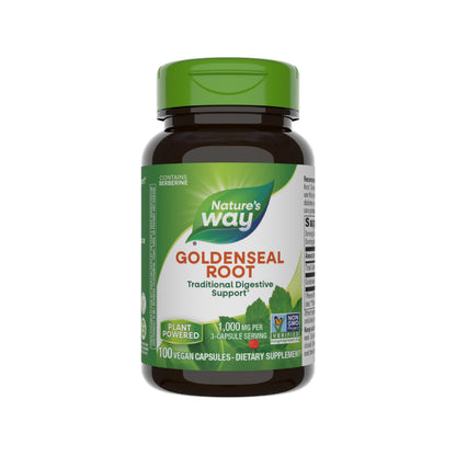 Nature's Way Goldenseal Root, Traditional Digestive Support*, Contains Berberine, Non-GMO Project Verified, Vegan, 100 Capsules (Packaging May Vary)