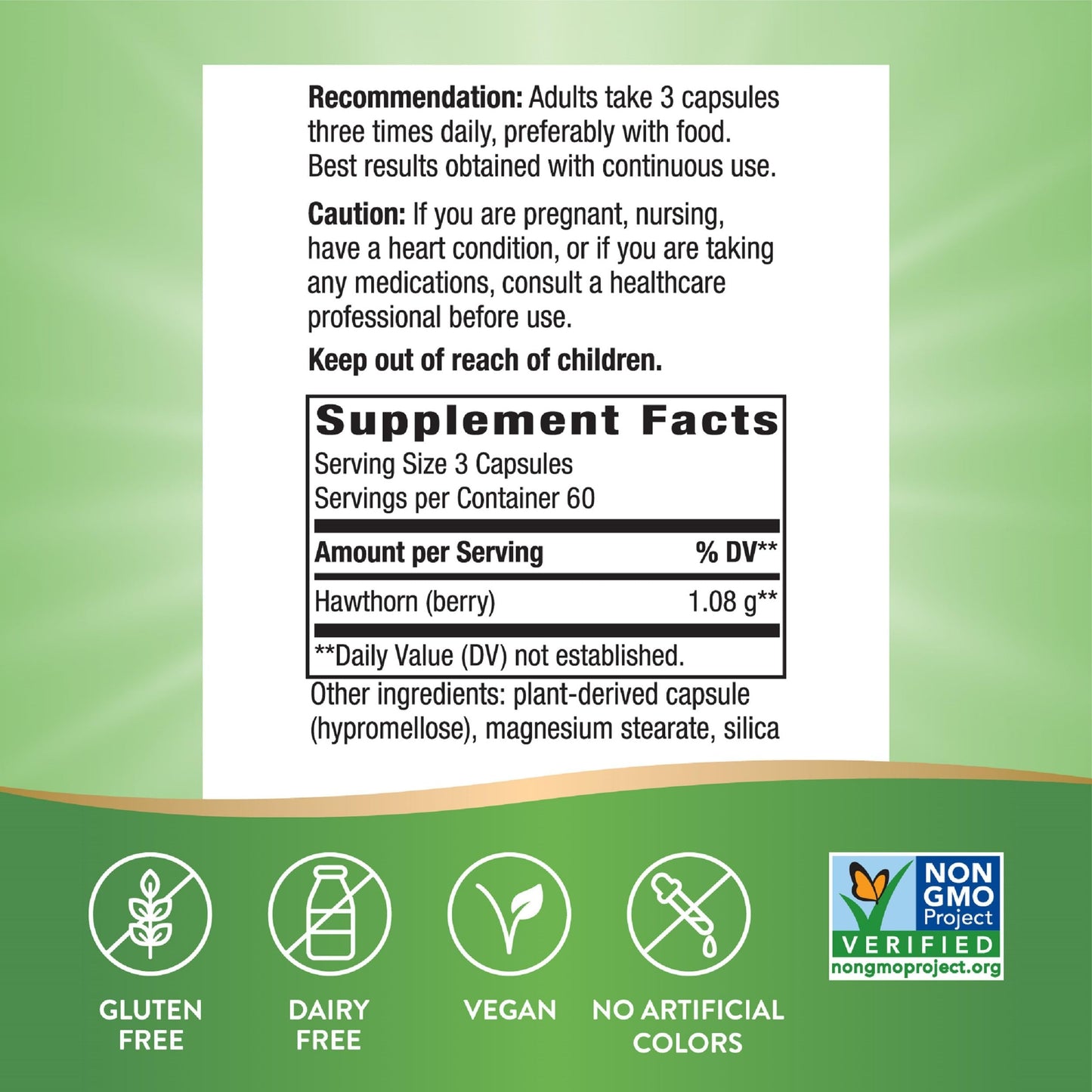 Nature's Way Hawthorn Berries - Heart Health Support, 180 Vegan Capsules (2 Pack) Packaging May Vary