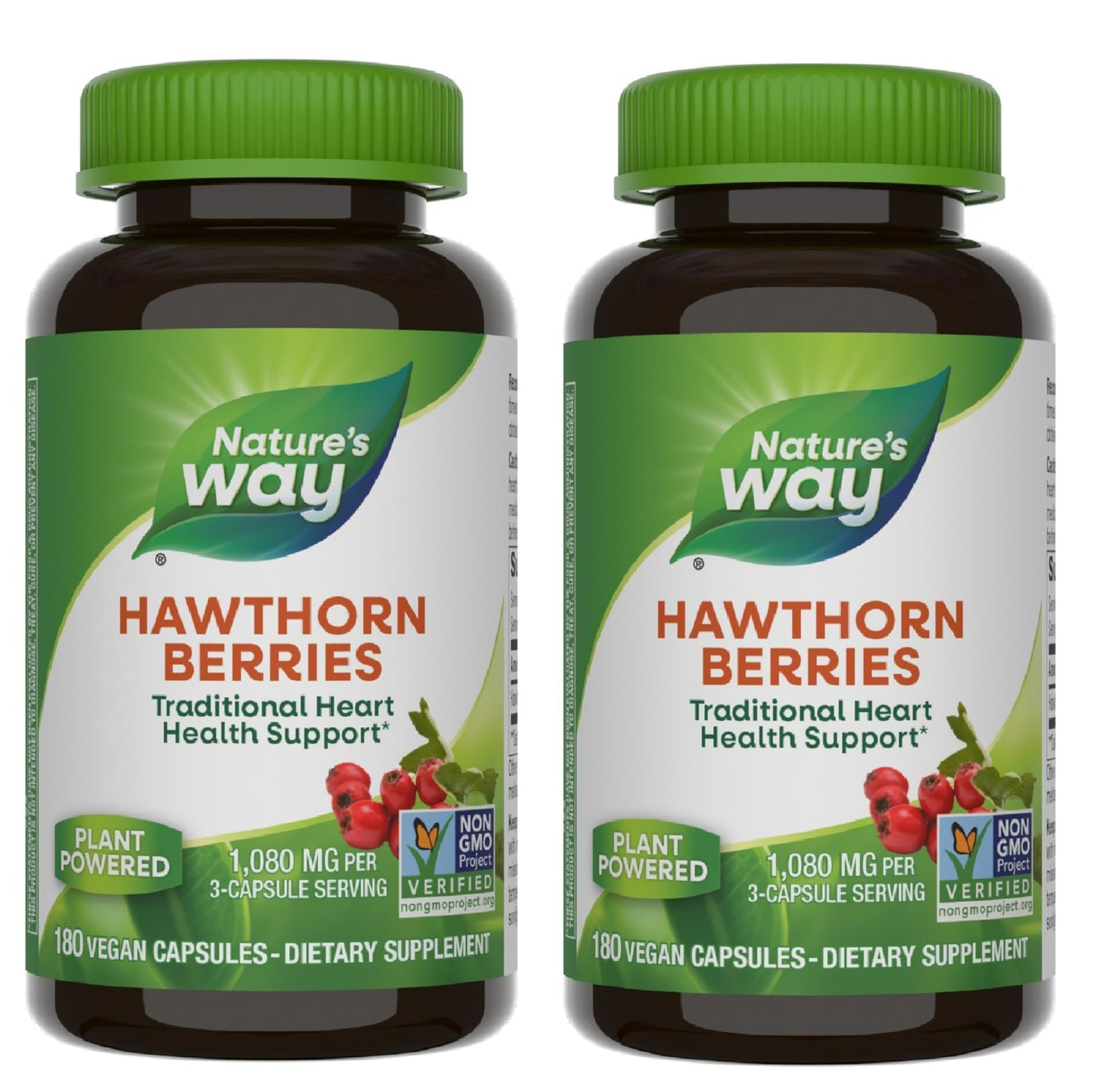 Nature's Way Hawthorn Berries - Heart Health Support, 180 Vegan Capsules (2 Pack) Packaging May Vary