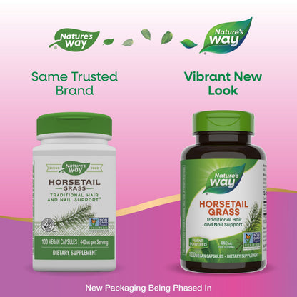 Nature's Way Horsetail Grass – 440 mg, Hair & Nail Support, 100 Vegan Capsules