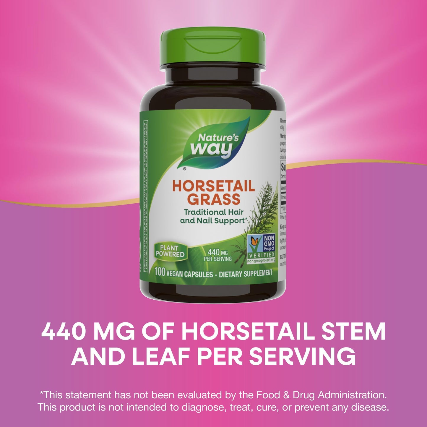 Nature's Way Horsetail Grass – 440 mg, Hair & Nail Support, 100 Vegan Capsules