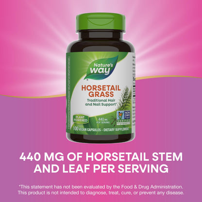 Nature's Way Horsetail Grass – 440 mg, Hair & Nail Support, 100 Vegan Capsules