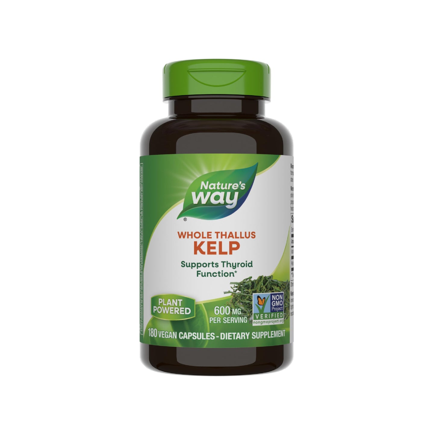 Nature's Way Kelp 600 mg - Supports Thyroid Function - 180 Capsules | Non-GMO Project Verified