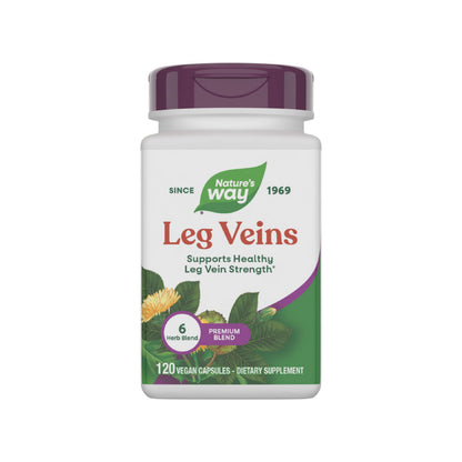 Nature's Way Leg Veins - 6-Herb Blend with Horse Chestnut & Dandelion, Gluten Free, 120 Vegan Capsules