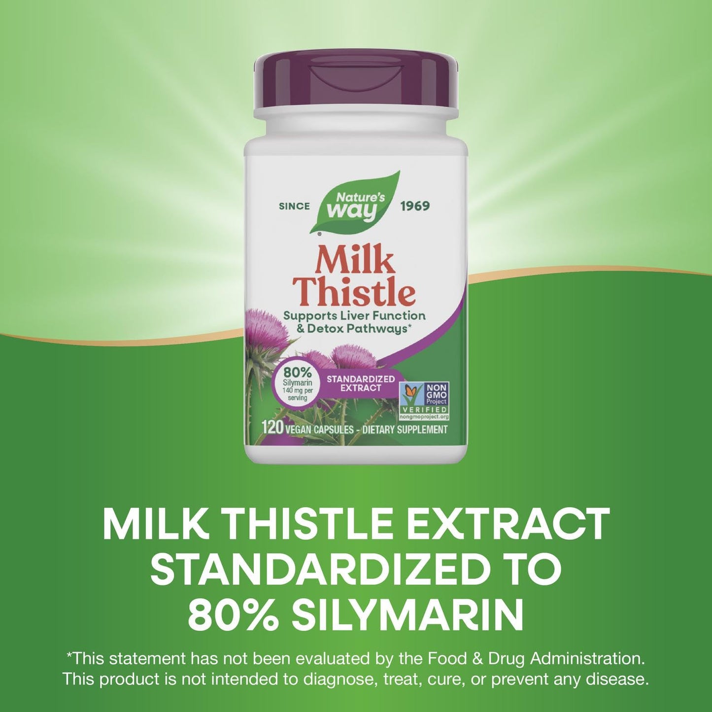 Nature's Way Milk Thistle - 175 mg Seed Extract (80% Silymarin) - 120 Vegan Capsules