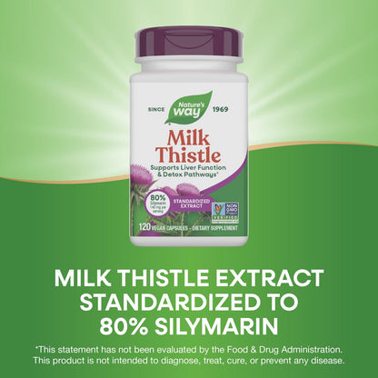 Nature's Way Milk Thistle - 175 mg Seed Extract (80% Silymarin) - 120 Vegan Capsules
