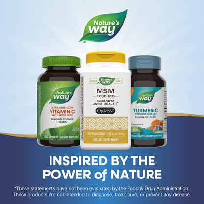 Nature's Way MSM 1000 mg – Joint Health Supplement with OptiMSM | Gluten-Free & Vegan – 200 Tablets