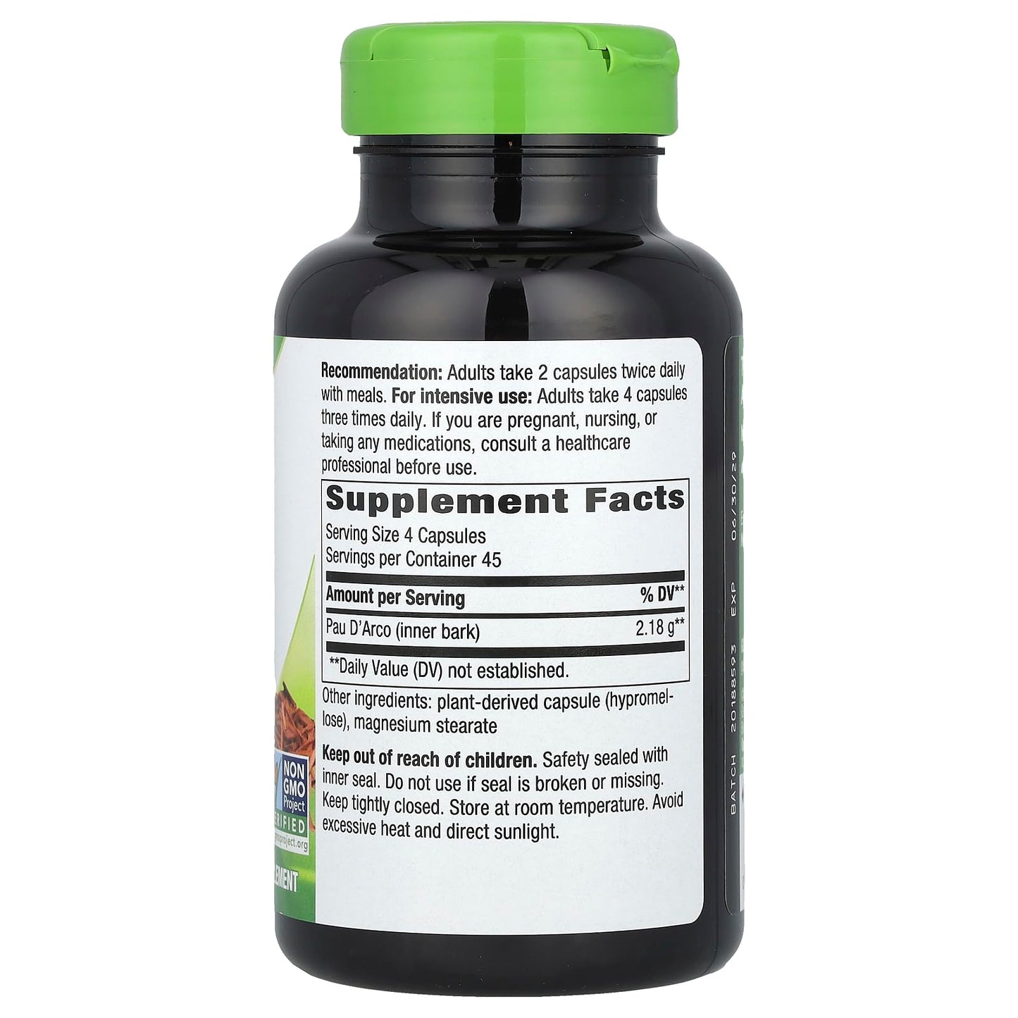 Nature's Way Pau D'Arco Inner Bark 545 mg - 180 Capsules