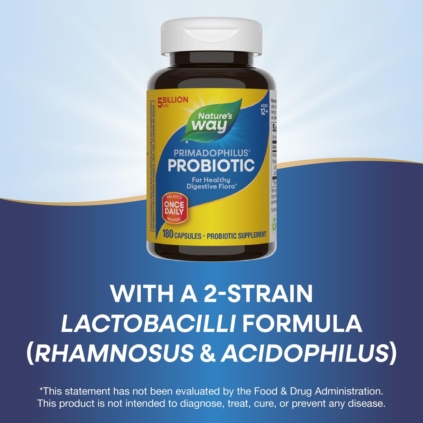 Nature's Way Primadophilus Probiotic – Healthy Digestive Flora, 5 Billion CFU per Serving, 180 Capsules, Keep Refrigerated (Packaging May Vary)
