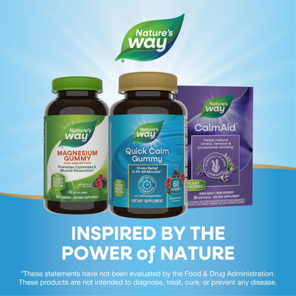 Nature’s Way Quick Calm Gummies – L-Theanine & Ashwagandha, 60 Veggie Gummies