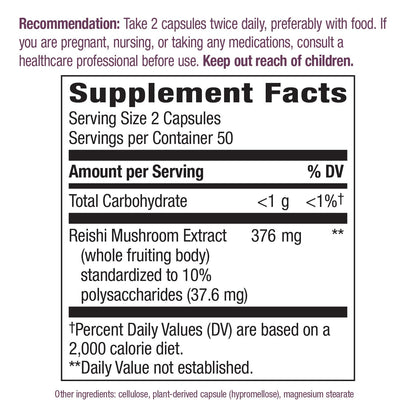 Nature's Way Reishi Mushroom - Immune Support, Adaptogenic, Non-GMO Project Verified, 100 Capsules