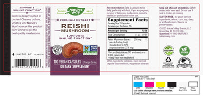 Nature's Way Reishi Mushroom - Immune Support, Adaptogenic, Non-GMO Project Verified, 100 Capsules