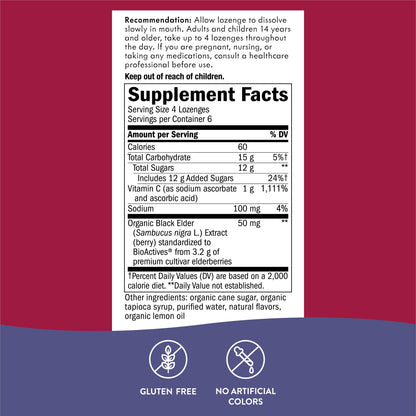 Nature’s Way Sambucus Immune Lozenges – High Potency Vitamin C + Elderberry
