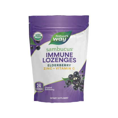 Nature's Way Sambucus Immune Lozenges – On-the-Go Immunity, Zinc & Vitamin C | Vegan & Gluten-Free | 24 Count