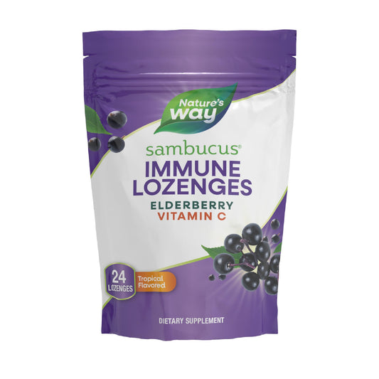 Nature's Way Sambucus Immune Lozenges - High Potency Vitamin C & Elderberry, 24 Tropical Flavored Lozenges (Packaging May Vary) BritishVita | Premium UK Vitamins & Wellness Supplements