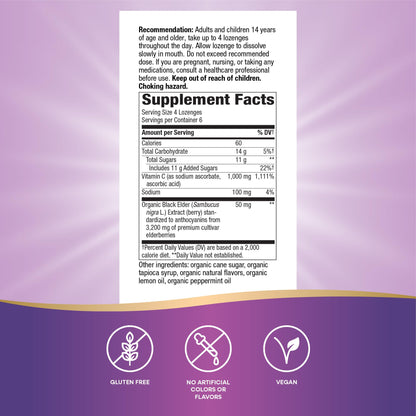 Nature's Way Sambucus Immune Lozenges - High Potency Vitamin C & Elderberry, 24 Tropical Flavored Lozenges (Packaging May Vary)