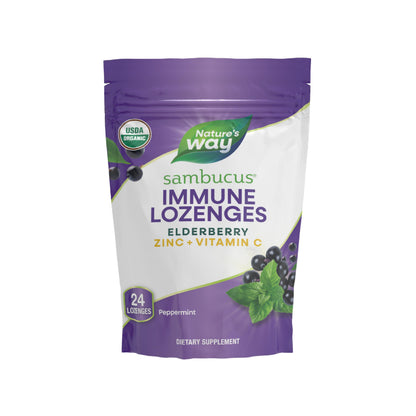 Nature’s Way Sambucus Zinc Lozenges with Elderberry, Vitamin C, Peppermint – 24 Lozenges
