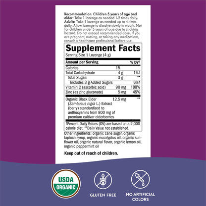 Nature’s Way Sambucus Zinc Lozenges with Elderberry, Vitamin C, Peppermint – 24 Lozenges