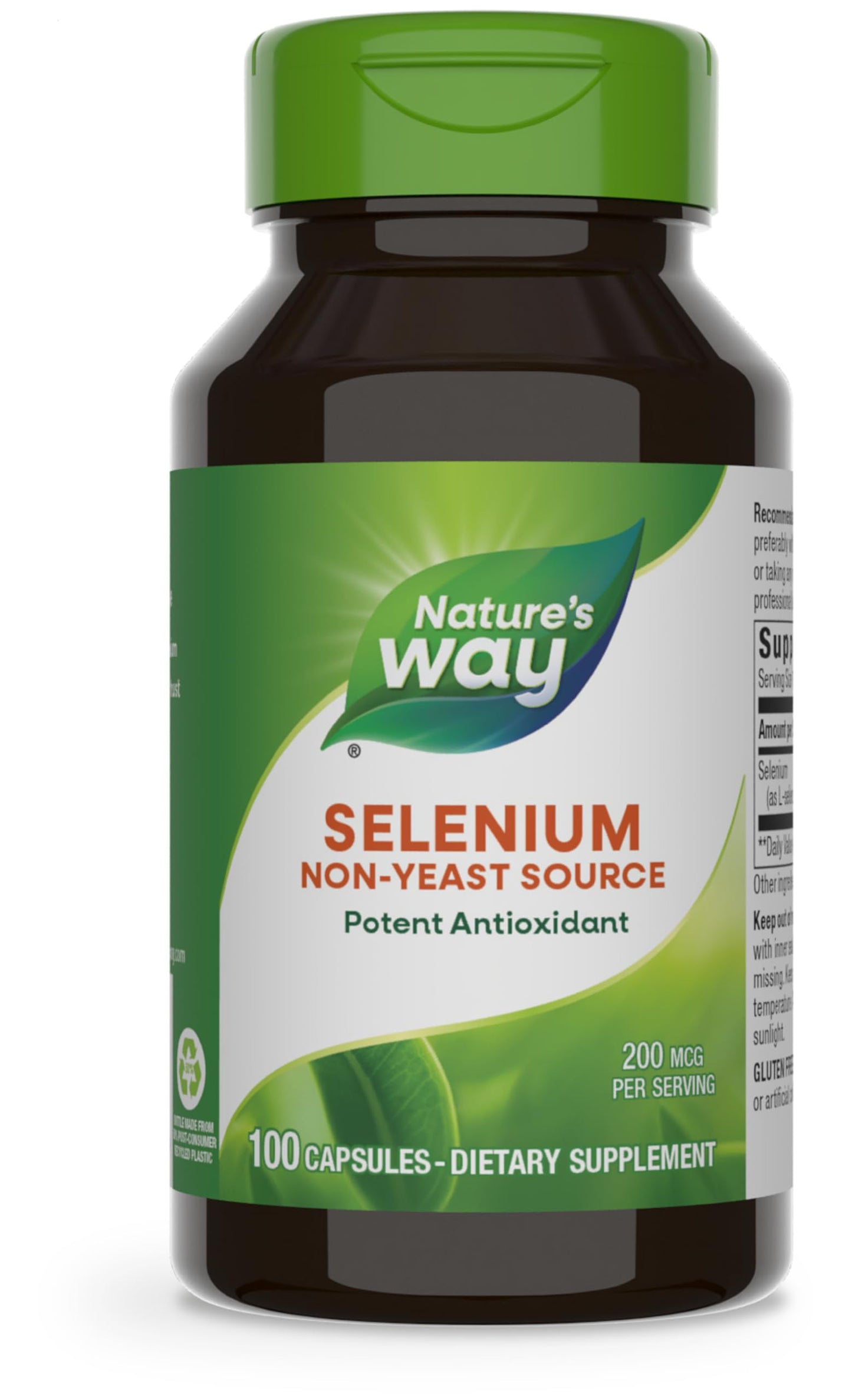 Nature's Way Selenium – 200 mcg per Capsule (L-selenomethionine), Gluten Free, 100 Capsules