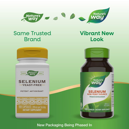Nature's Way Selenium – 200 mcg per Capsule (L-selenomethionine), Gluten Free, 100 Capsules