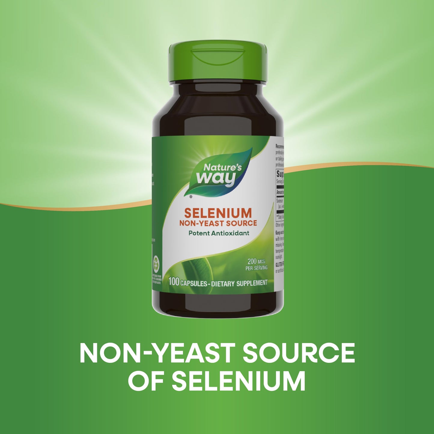Nature's Way Selenium – 200 mcg per Capsule (L-selenomethionine), Gluten Free, 100 Capsules
