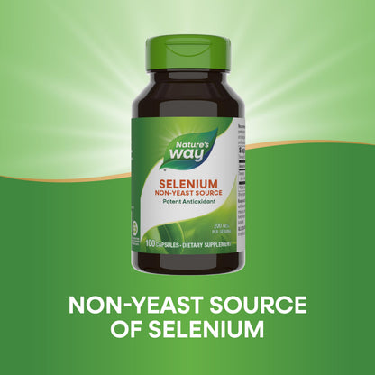 Nature's Way Selenium – 200 mcg per Capsule (L-selenomethionine), Gluten Free, 100 Capsules
