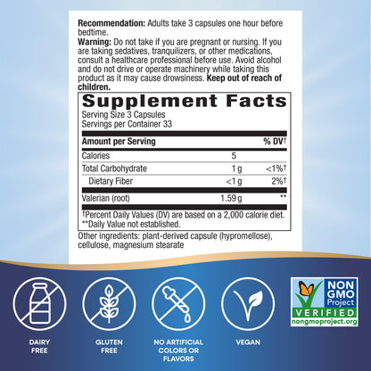 Nature's Way Valerian Root – Traditional Sleep Support*, 100 Capsules, Non-GMO, Gluten Free, Vegan – 2 Pack (Packaging May Vary)