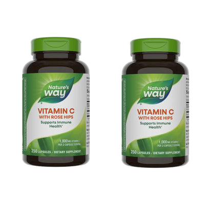 Nature's Way Vitamin C with Rose Hips – 1000 mg per 2-Capsule Serving, Immune Support & Skin Health (500 Capsules) BritishVita | Premium UK Vitamins & Wellness Supplements