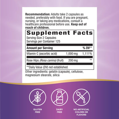 Nature's Way Vitamin C with Rose Hips | Immune Support | Gluten Free
