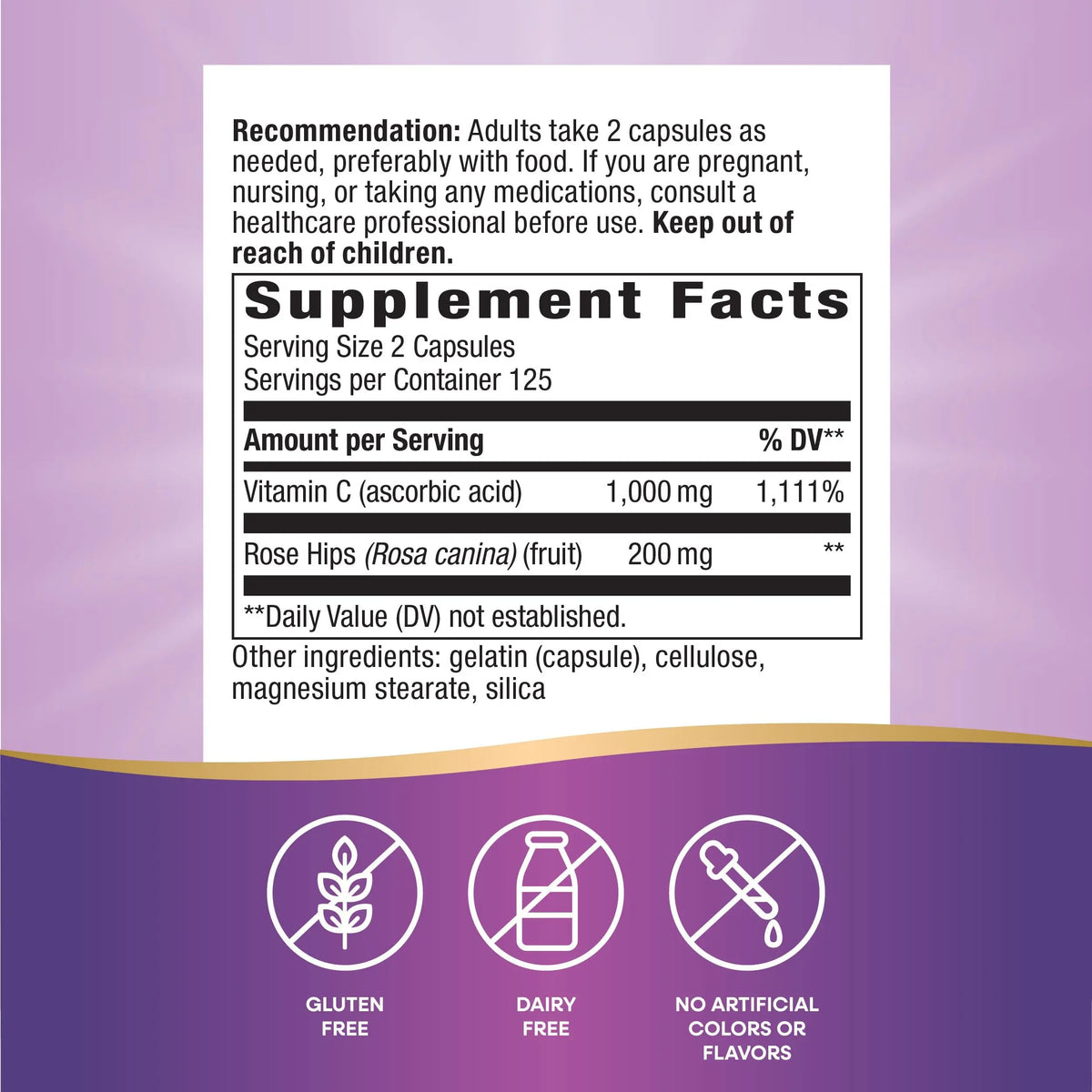 Nature's Way Vitamin C with Rose Hips – 1000 mg per 2-Capsule Serving, Immune Support & Skin Health (500 Capsules) BritishVita | Premium UK Vitamins & Wellness Supplements