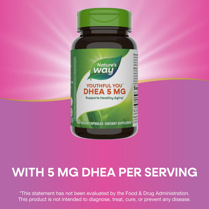 Nature's Way Youthful You DHEA 5 mg - Supports Healthy Aging & Hormone Production | 60 Vegan Capsules